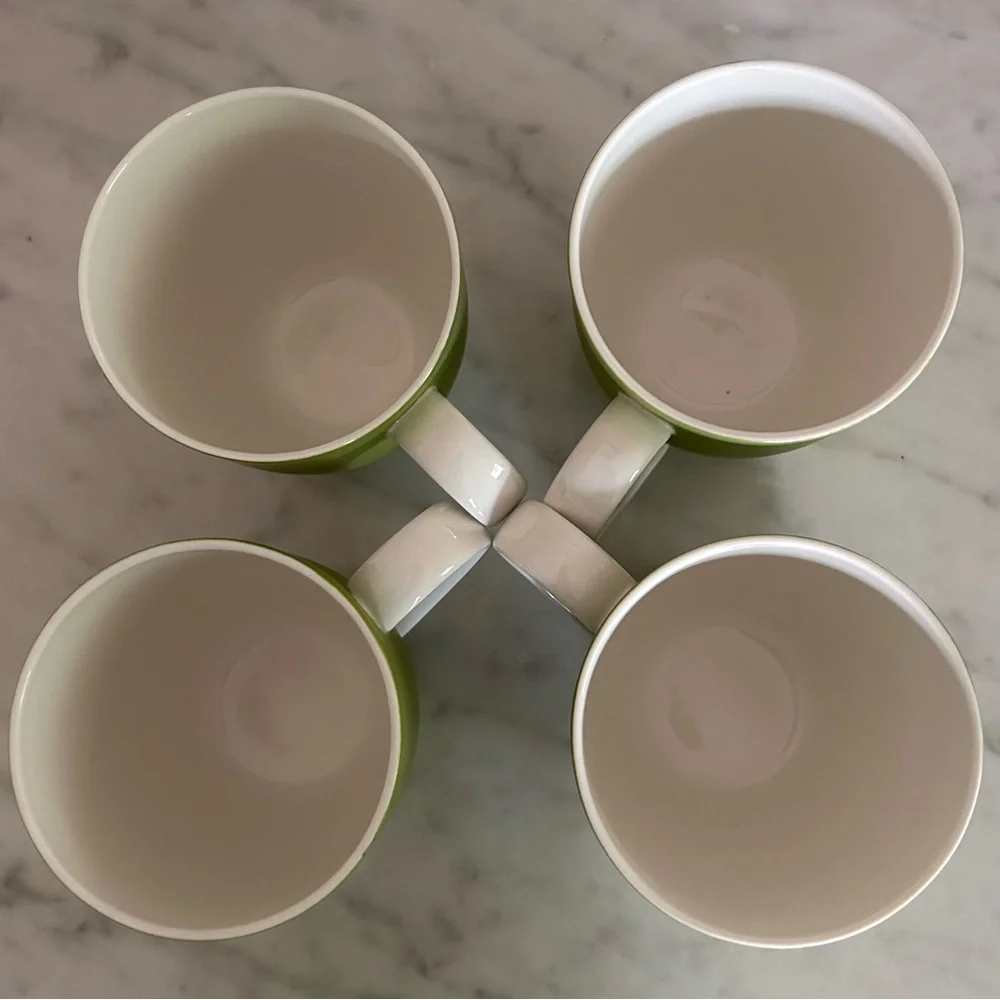 Set of 2 CRATE & BARREL Hamptons Green 4” Mugs